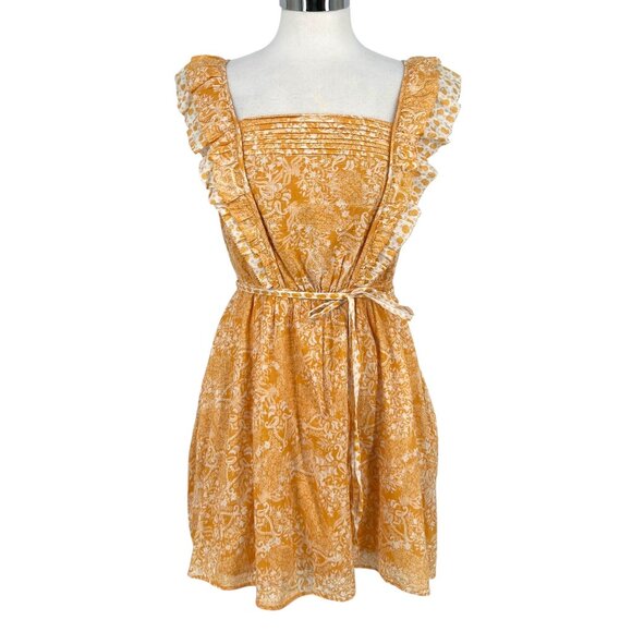 French Connection Dresses & Skirts - French Connection Adena Floral Metallic Ruffle Dress in Oak Bluff Yellow Size 6